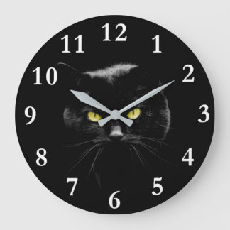 黒猫アクリル製壁時計 ラージ壁時計