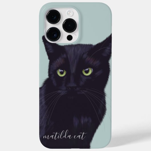 黒猫アニマルアートパーソナライズされた名 Case-Mate iPhoneケース (裏面)