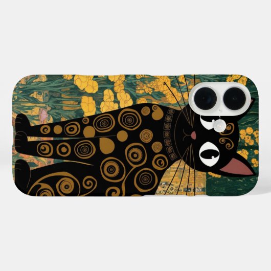 黒猫アートのスタイルのクリムト Case-Mate iPhoneケース (裏面 (横))