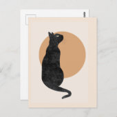 黒猫アートデコ葉書 ポストカード (正面/裏面)