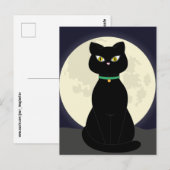 黒猫アートナイトムーンポストカード ポストカード (正面/裏面)
