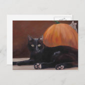 黒猫アートポストカード「Sneak Peek」 ポストカード (正面/裏面)