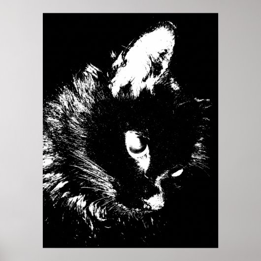 黒猫アートポップ・アートのポスタープリント – 猫ポスター ポスター (正面)