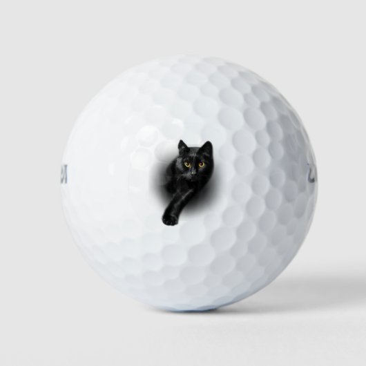 黒猫イエローアイキャッツ ゴルフボール (正面)