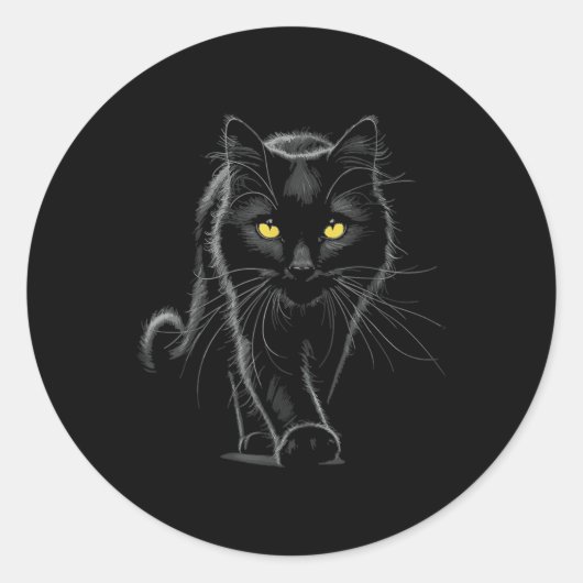 黒猫イエローアイキャッツ ラウンドシール (正面)