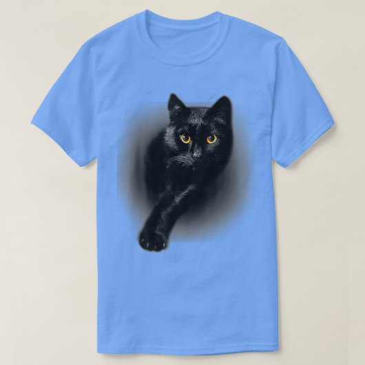 黒猫イエローアイキャッツEeギフト Tシャツ (デザイン正面)