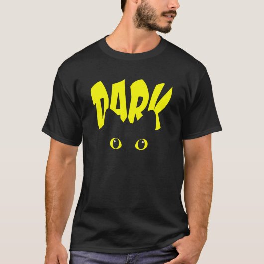 黒猫イエローアイズダークカワイイシンプルー猫 Tシャツ (正面)