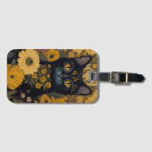 黒猫イエローアイズヴィンテージ花 ラゲッジタグ (正面横)