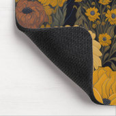 黒猫イエローアイズヴィンテージ花#2 マウスパッド (コーナー)