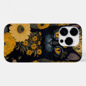 黒猫イエローアイズヴィンテージ花 Case-Mate iPhoneケース (裏面 (横))