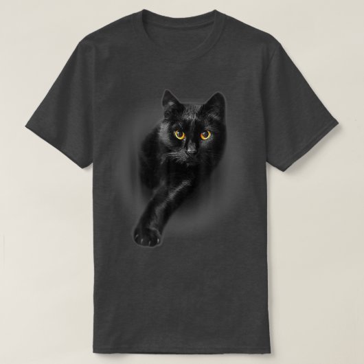 黒猫イエローアイズ猫ティーギフト  Tシャツ (デザイン正面)