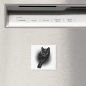 黒猫イエローアイズ猫Tギフトマザーズ マグネット (インサイチュ (食洗機))