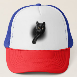 黒猫イエローアイズTシャツ猫ティー キャップ