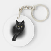 黒猫イエローアイズTシャツ猫ティー キーホルダー (裏面)