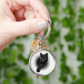 黒猫イエローアイズTシャツ猫ティー キーホルダー (手)