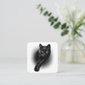 黒猫イエローアイズTシャツ猫ティー スクエア名刺 (スタンド正面)