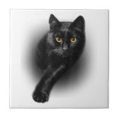 黒猫イエローアイズTシャツ猫ティー タイル (正面)