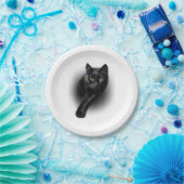 黒猫イエローアイズTシャツ猫ティー ペーパープレート (パーティー)