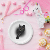 黒猫イエローアイズTシャツ猫ティー ペーパープレート (パーティー)