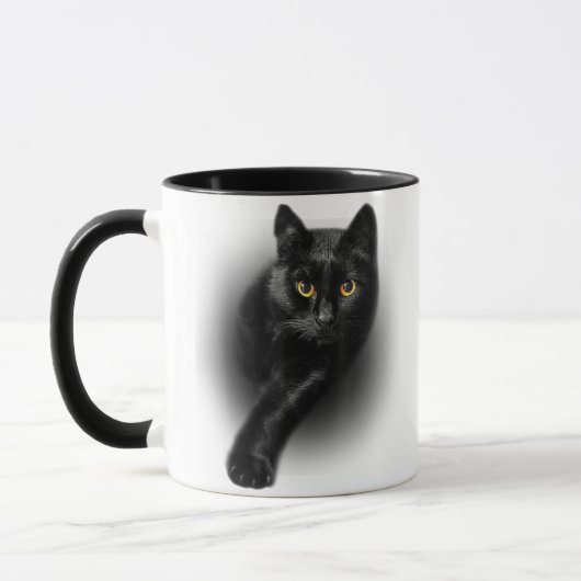 黒猫イエローアイズTシャツ猫ティー マグカップ (左)