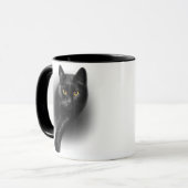 黒猫イエローアイズTシャツ猫ティー マグカップ (正面左)