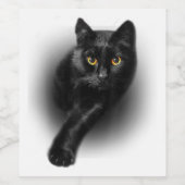 黒猫イエローアイズTシャツ猫ティー ワインラベル (シングルラベル)