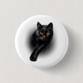 黒猫イエローアイズTシャツ猫ティー 缶バッジ (正面)