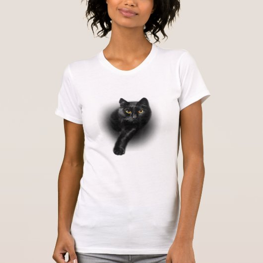 黒猫イエローアイズTシャツ猫ティー Tシャツ (正面)