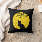 黒猫イエロームーン クッション (ブランケット)