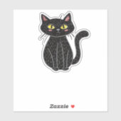 黒猫イラストレーションかわいい猫クラシックT- シール (シート)