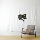 黒猫イラストレーションかわいい猫クラシックT- タペストリー (インサイチュ(横))