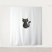 黒猫イラストレーションかわいい猫クラシックT- タペストリー (正面)