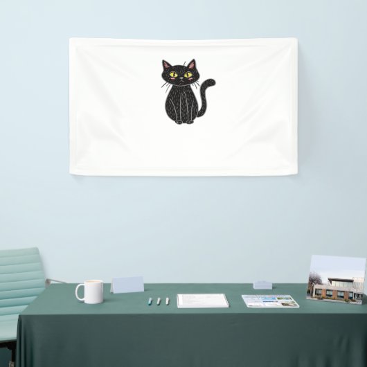 黒猫イラストレーションかわいい猫クラシックT- 横断幕 (トレードショー)