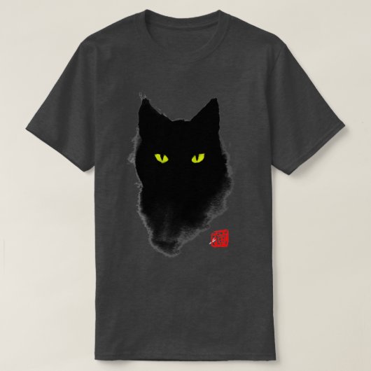 黒猫インク水日本の色スタイルミステリーGa Tシャツ (デザイン正面)
