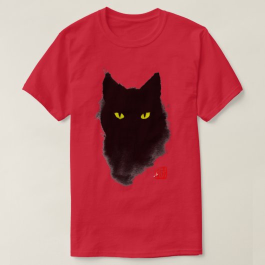 黒猫インク水日本の色スタイルミステリーGa Tシャツ (デザイン正面)