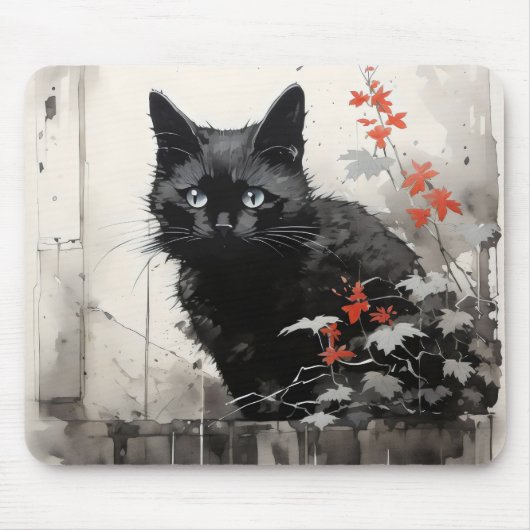 黒猫インク マウスパッド (正面)