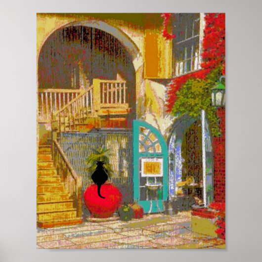 黒猫インコート・ヤード・ポスター ポスター (正面)