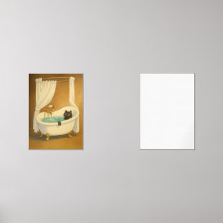 黒猫インザクローフット浴槽アートプリント