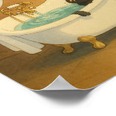 黒猫インザクローフット浴槽アートプリント ポスター (角)