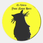 黒猫インザムーン蔵書票シール ラウンドシール (正面)