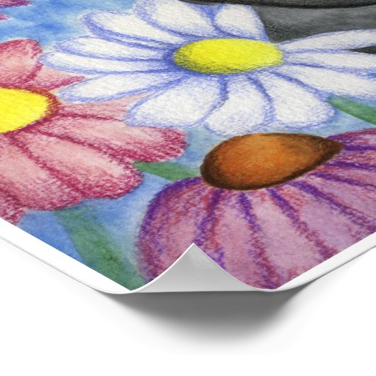 黒猫インフラワーアートポスター ポスター (角)