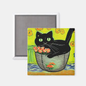 黒猫インフラワーポット マグネット (正面/裏面)