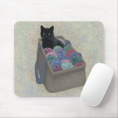 黒猫インヤーンバッグ マウスパッド (マウス)