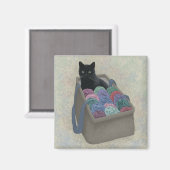 黒猫インヤーンバッグ マグネット (正面/裏面)