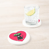 黒猫イン赤いハート コースター (側面)