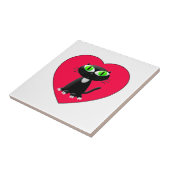 黒猫イン赤いハート タイル (側面)