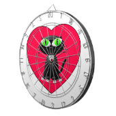 黒猫イン赤いハート ダーツボード (正面右)