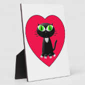 黒猫イン赤いハート フォトプラーク (側面)
