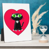 黒猫イン赤いハート フォトプラーク (側面)