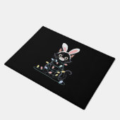 黒猫イースターパジャマおもしろいイースターデコレーションL ドアマット (アングル)